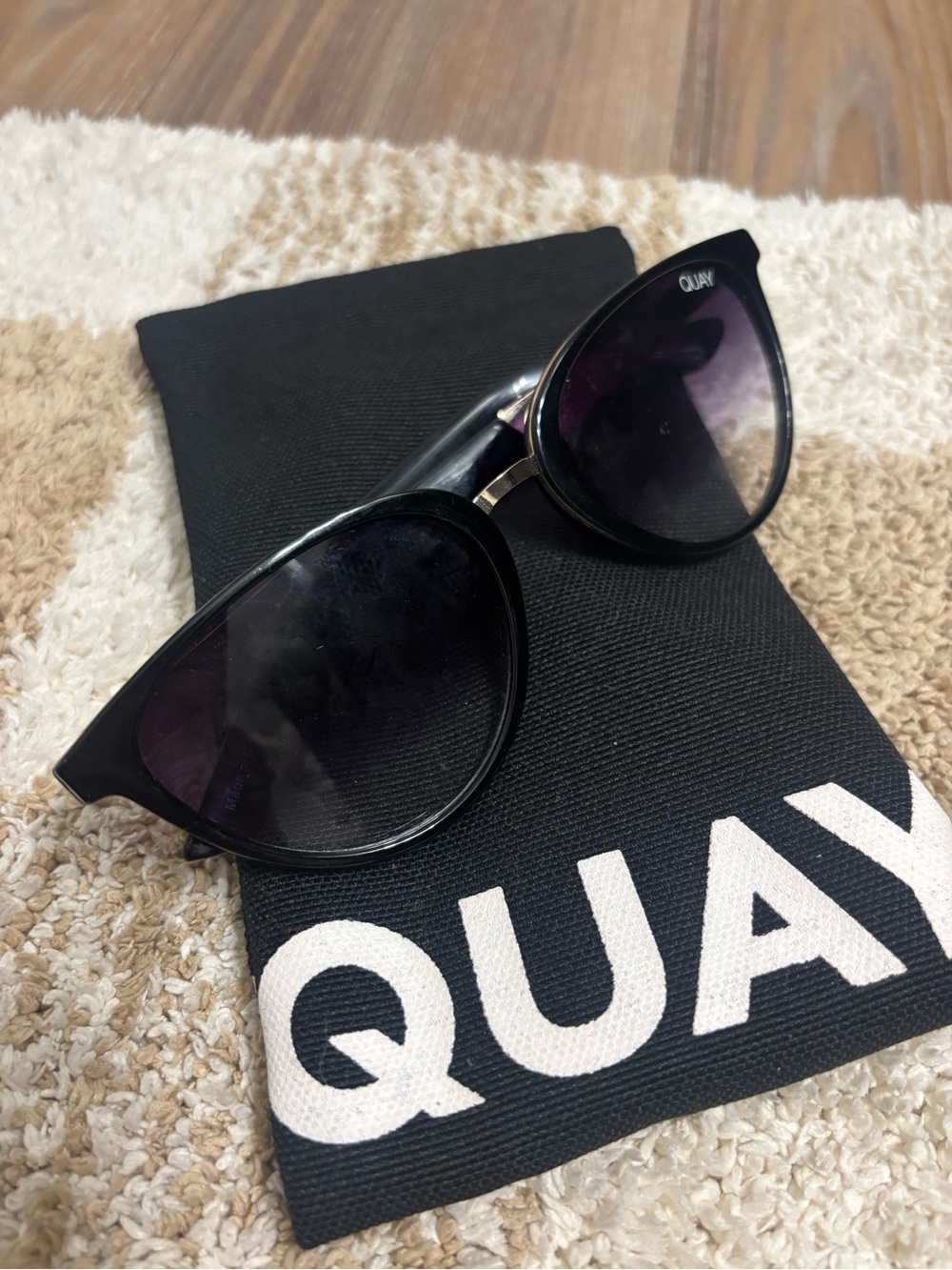 QUAY Black Cat Eye Sunglasses